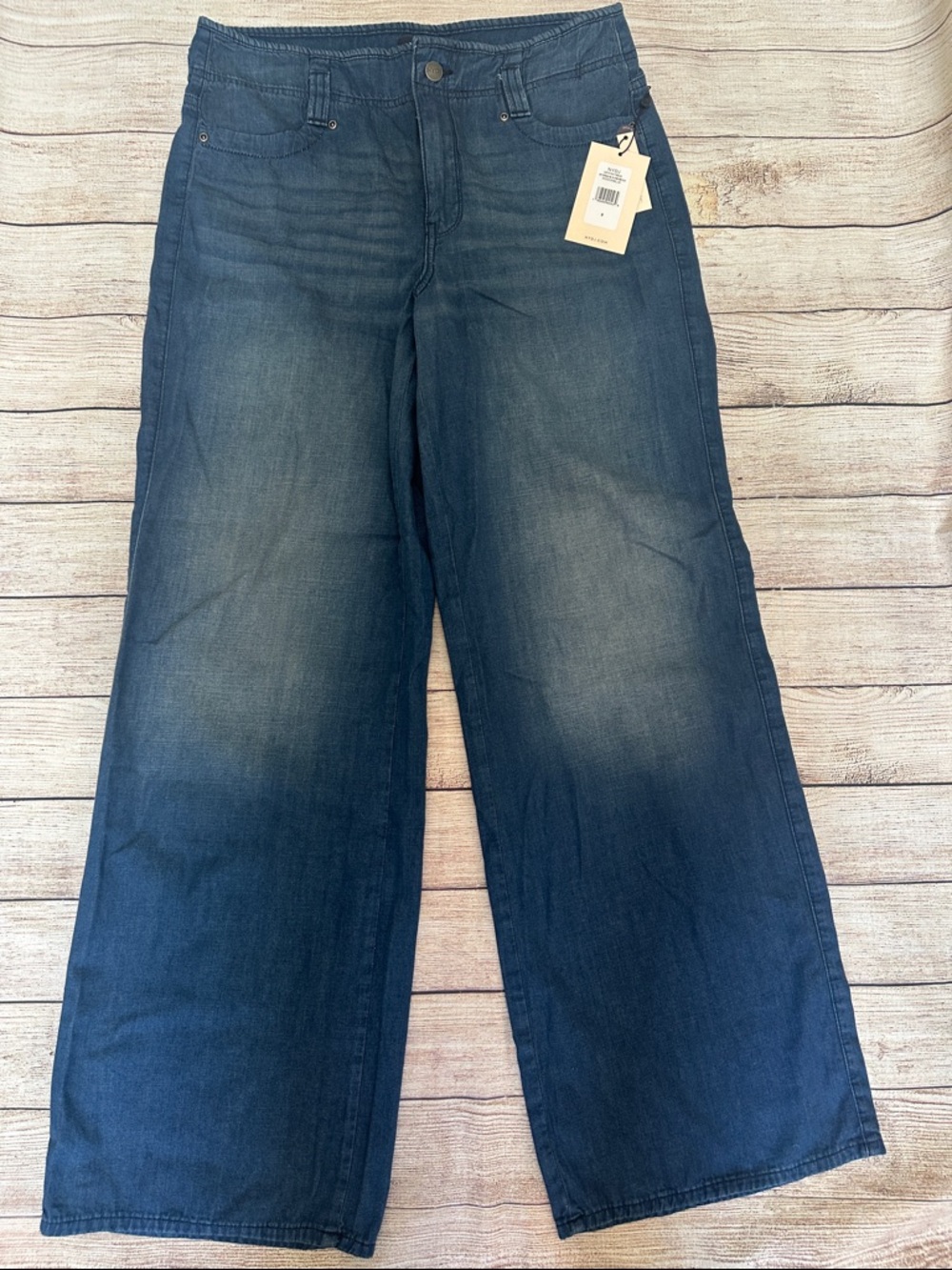 NYDJ Teresa Wide Leg Women's High Waisted Jeans Dark Blue Mission Blue Size 8